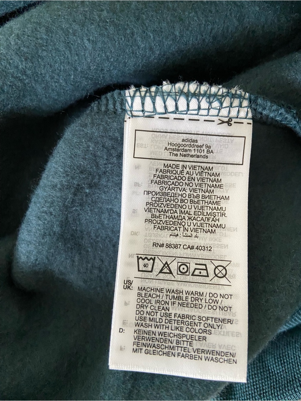 NWT - Adidas Men's Arctic Night Teal Hoodie Sweatshirt - Trefoil Logo - Large - Picture 9 of 14